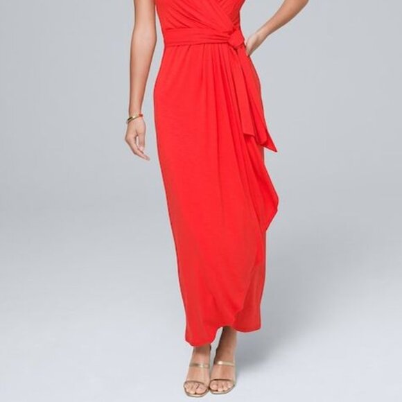 WHBM Slub Knit Midi Dress Deep Coral Sz 2 - Picture 10 of 10